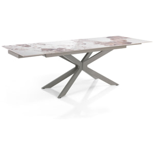 Tomasucci Table extensible MELVIN EVO 160 ONICE MARBLE - PLATINE