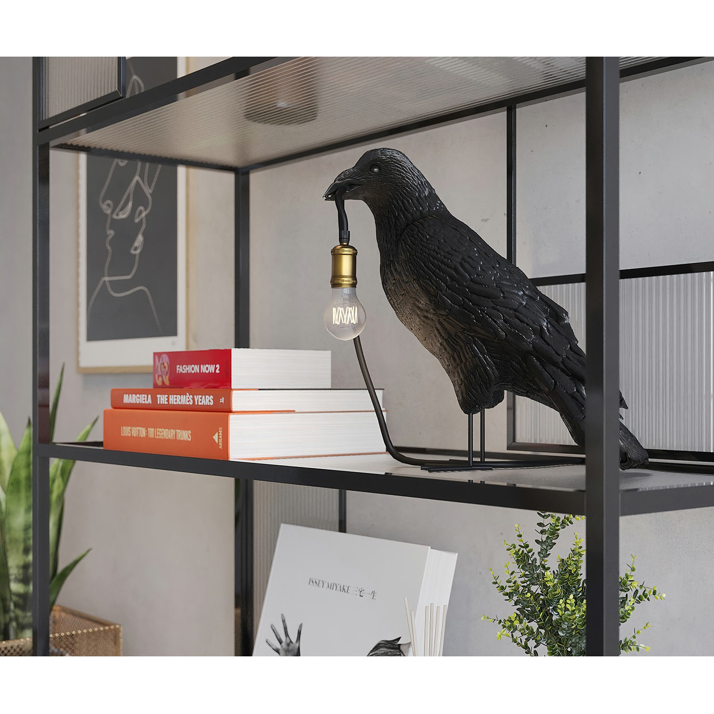 Lampe corbeau noir Kare Design