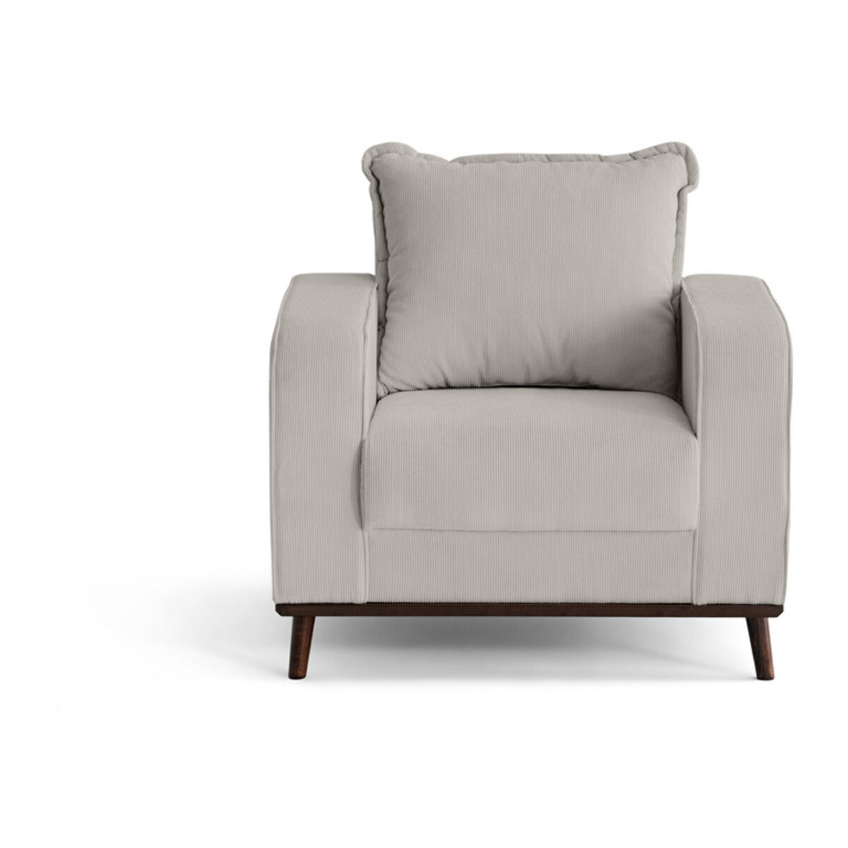 Albane - fauteuil en velours côtelé pieds bois foncé - Gris clair