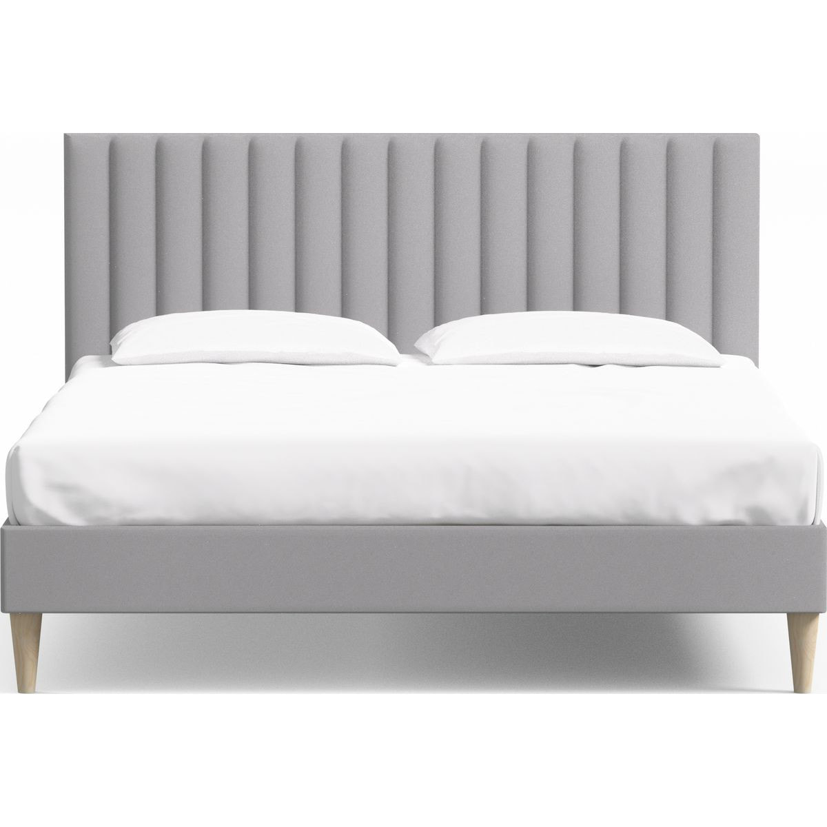 Lit adulte en velours avec tête de lit matelassée - ELIOT