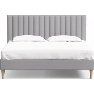 Lit adulte en velours avec tête de lit matelassée - ELIOT