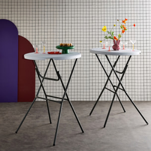Lot de 2 tables hautes de réception – GALA – Mange debout. pliables. Ø80cm x 110cm