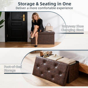 Nemora Saddle 75 - Cassapanca Ottomana 76,2x38,1x38,1 cm Pouf Contenitore Poggiapiedi in Similpelle Marrone