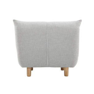Fauteuil scandinave en tissu gris clair et bois clair YUMI