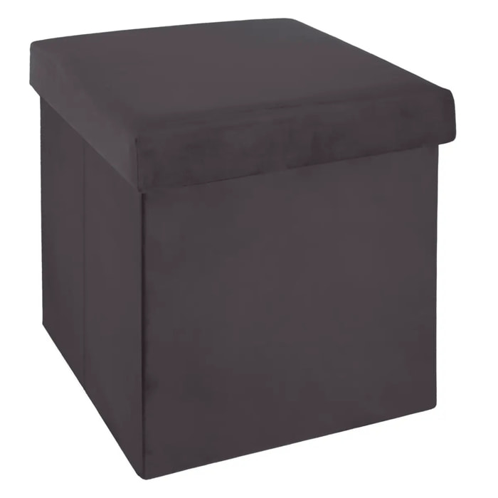 Pouf pliant "Tess" velours gris