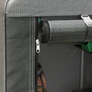 Carpa para Herramientas Bicicletas y Motos 1,2x1,8x1,65 m Garaje Portátil con 2 Habitaciones Puerta con Cremallera Impermeable Anti-UV Cochera Portátil para Jardín Gris Oscuro