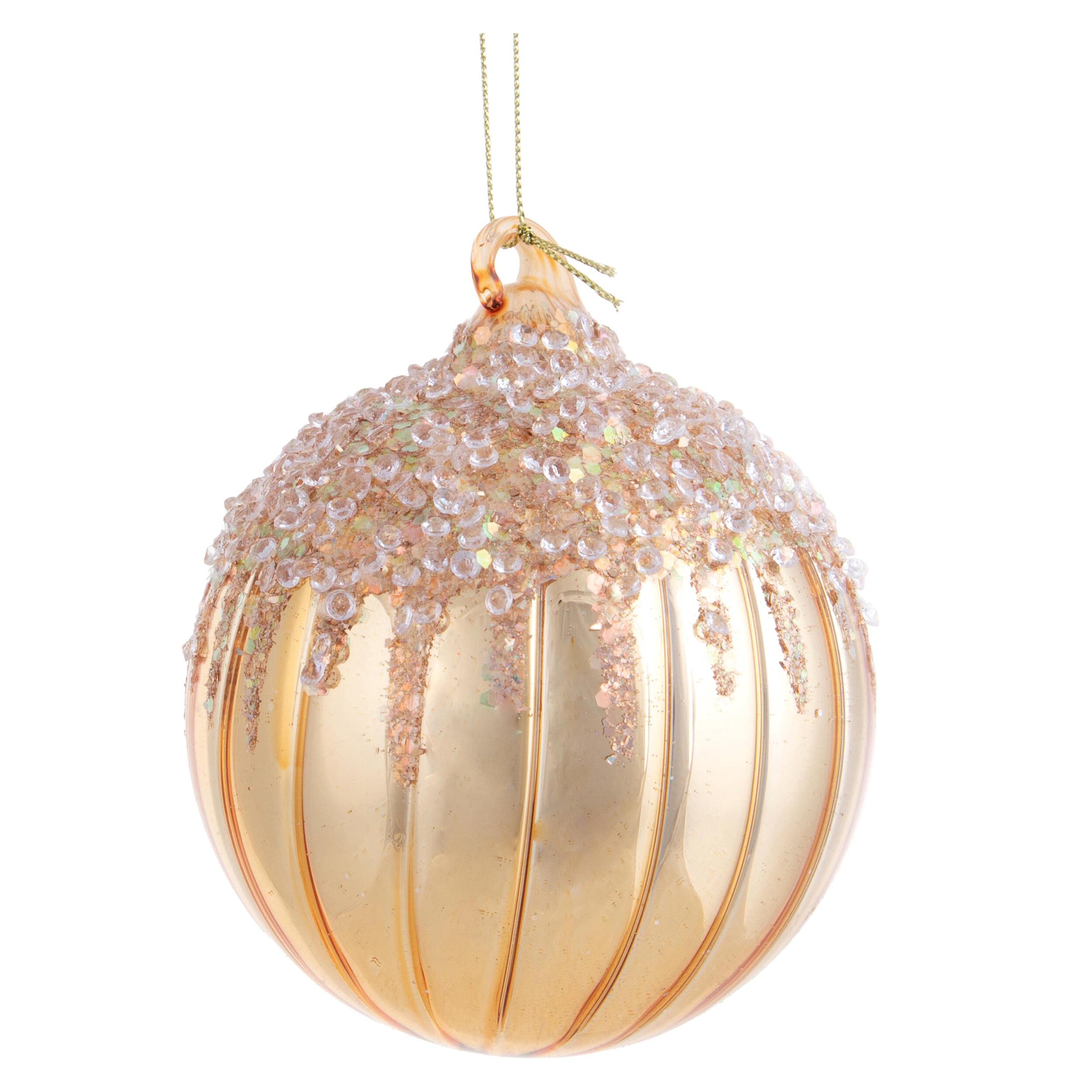 Sfera con Cristalli - Pezzi 2 - Colore Dorato - 12x12Hx12cm - Bianchi Dino