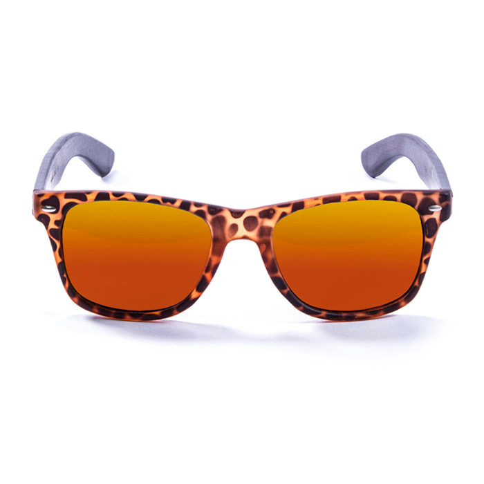 Gafas de sol LENOIR BIARRITZ TREE - De brazo marrón bambú con montura marrón y / Revo azul
