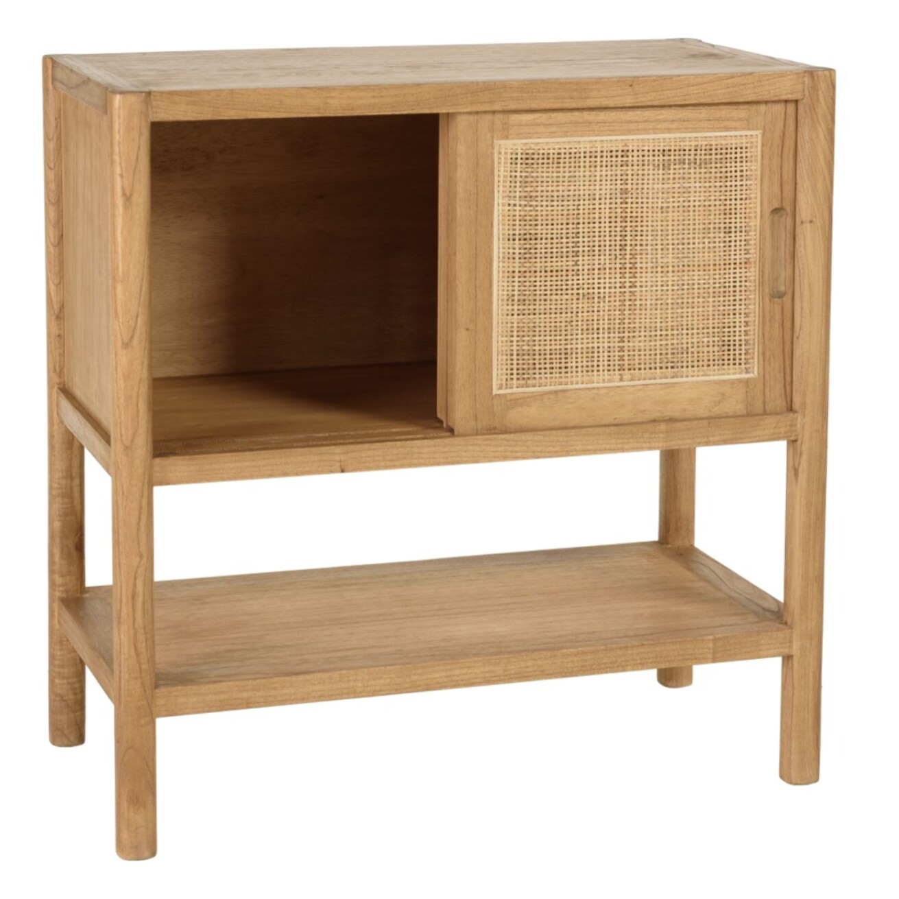 AMY - Buffet 2 étagères 2 portes coulissantes en mindi et rotin naturel AMY