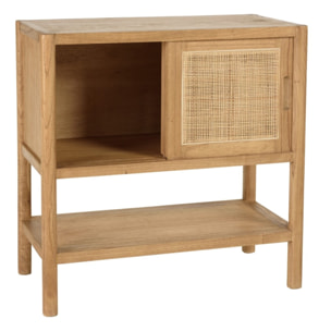 AMY - Buffet 2 étagères 2 portes coulissantes en mindi et rotin naturel AMY