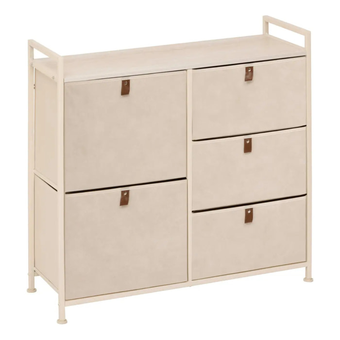 Meuble de rangement Tissa 5 tiroirs beige