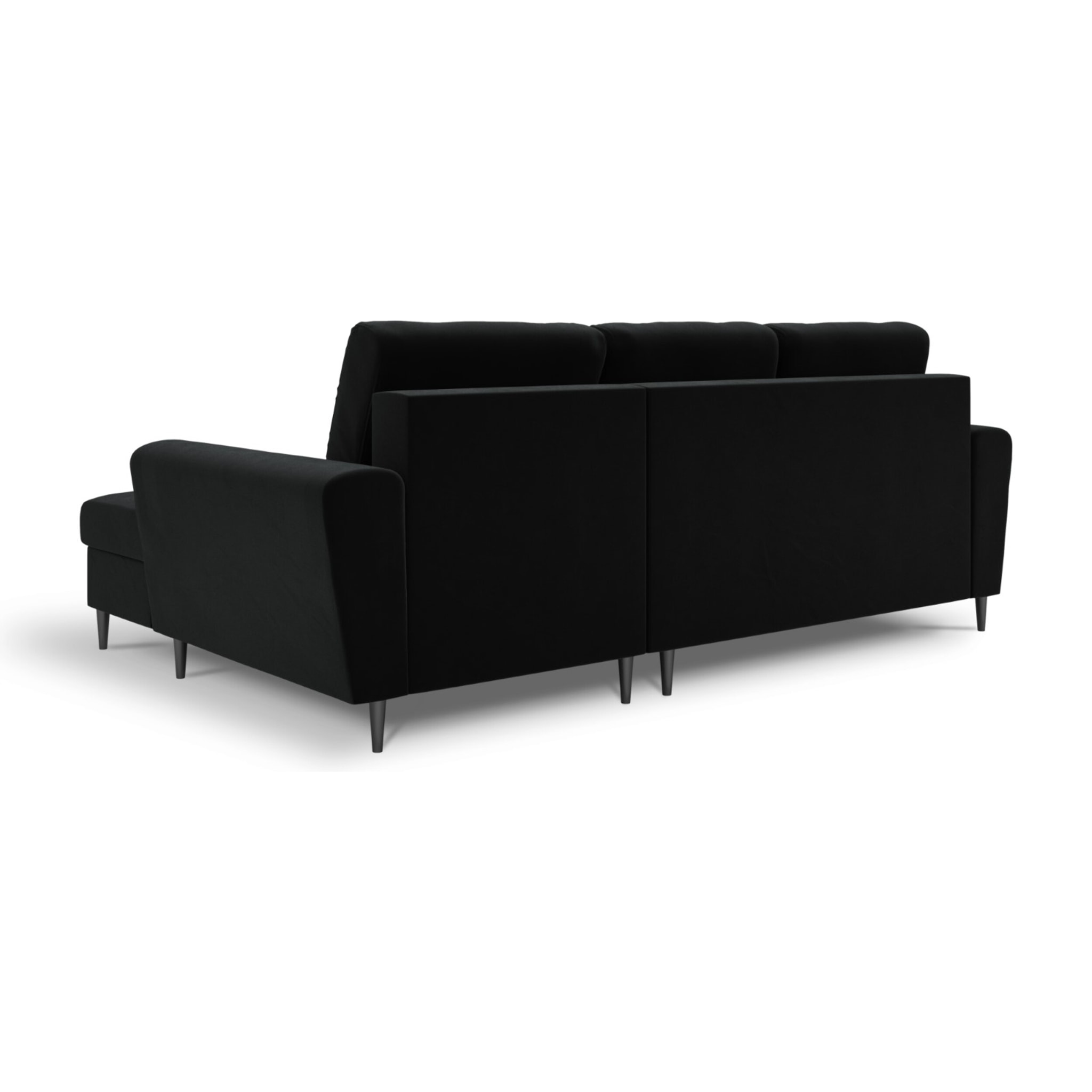 Canapé d'angle droit convertible avec coffre de rangement "Kyoto" 4 places en velours noir