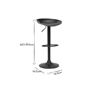 Tabourets de bar réglables design noirs H65 cm (lot de 2) PEBBLE