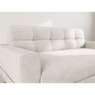 Thibault - Canapé lit 3 places convertible express couchage quotidien 140 cm matelas 14 cm en velours texturé - Beige