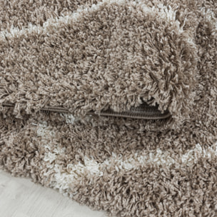 ALVOR - Tapis shaggy à poils longs motif berbère beige