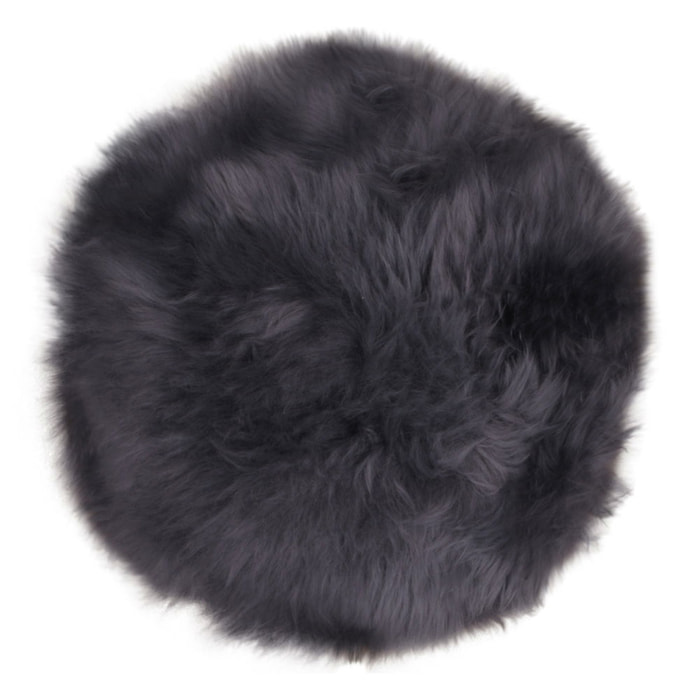 Cuscino per sedia in pelle di agnello grigio ø35 cm