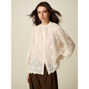 Oltre - Blusa in mussola con ricamo - Bianco