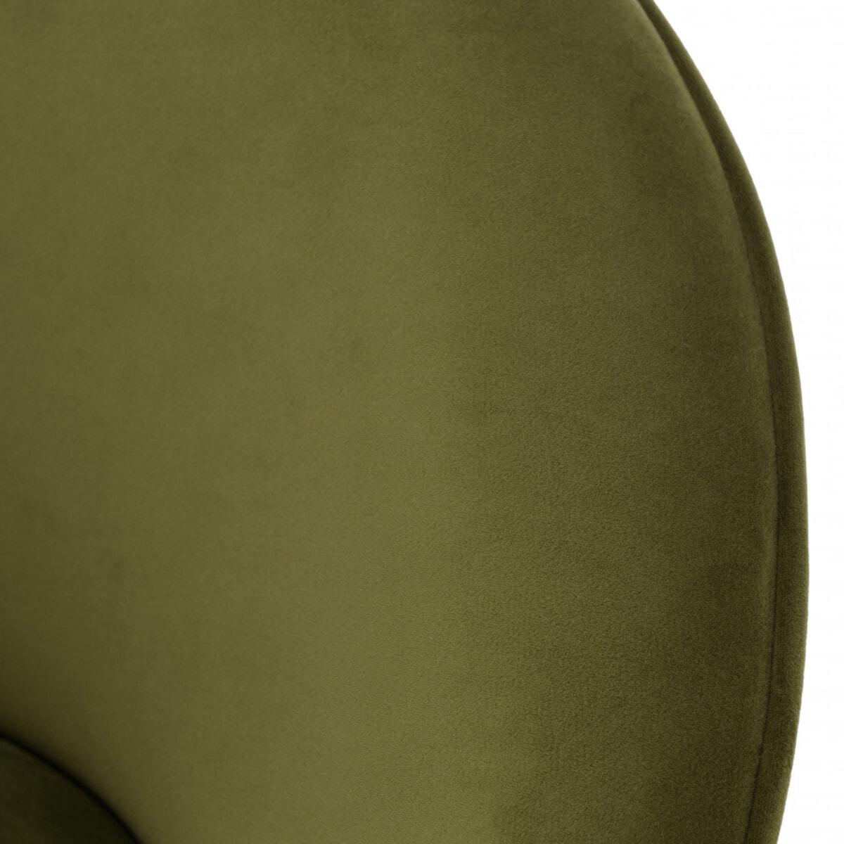 ALBANE - Fauteuil tissu velours vert olive pieds croisés métal noir