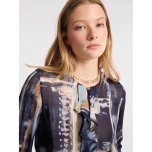 Elena Mirò - Blusa in georgette stampata - Blu