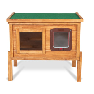 Niche auto-chauffante en bois pour chat