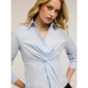 Motivi - Camisa de popelín con nudo - Light - blue