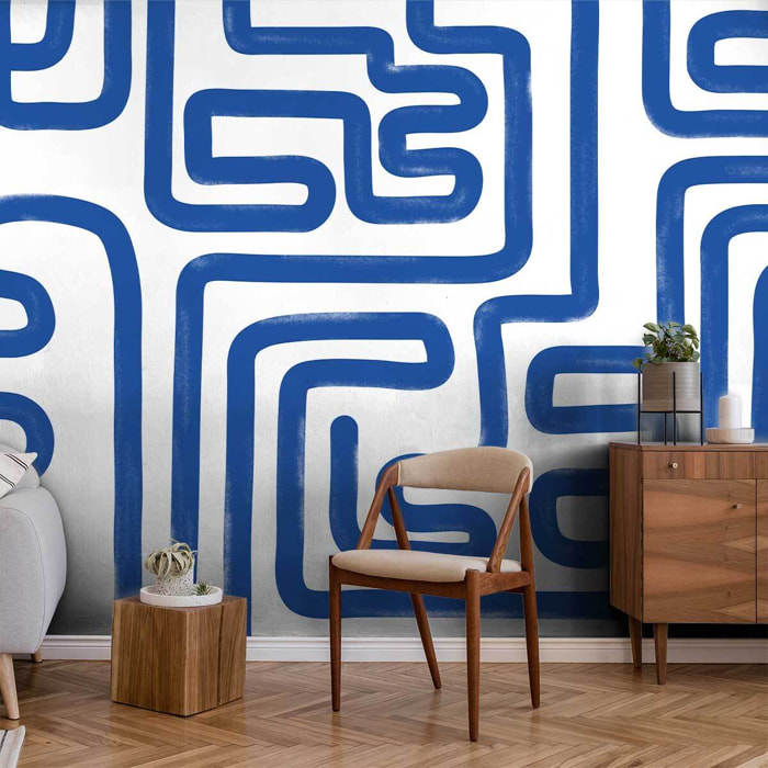 Papier peint bleu Intissé