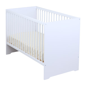 Chambre bébé duo: Lit 120x60 et commode à langer 2 portes blanc ultra.