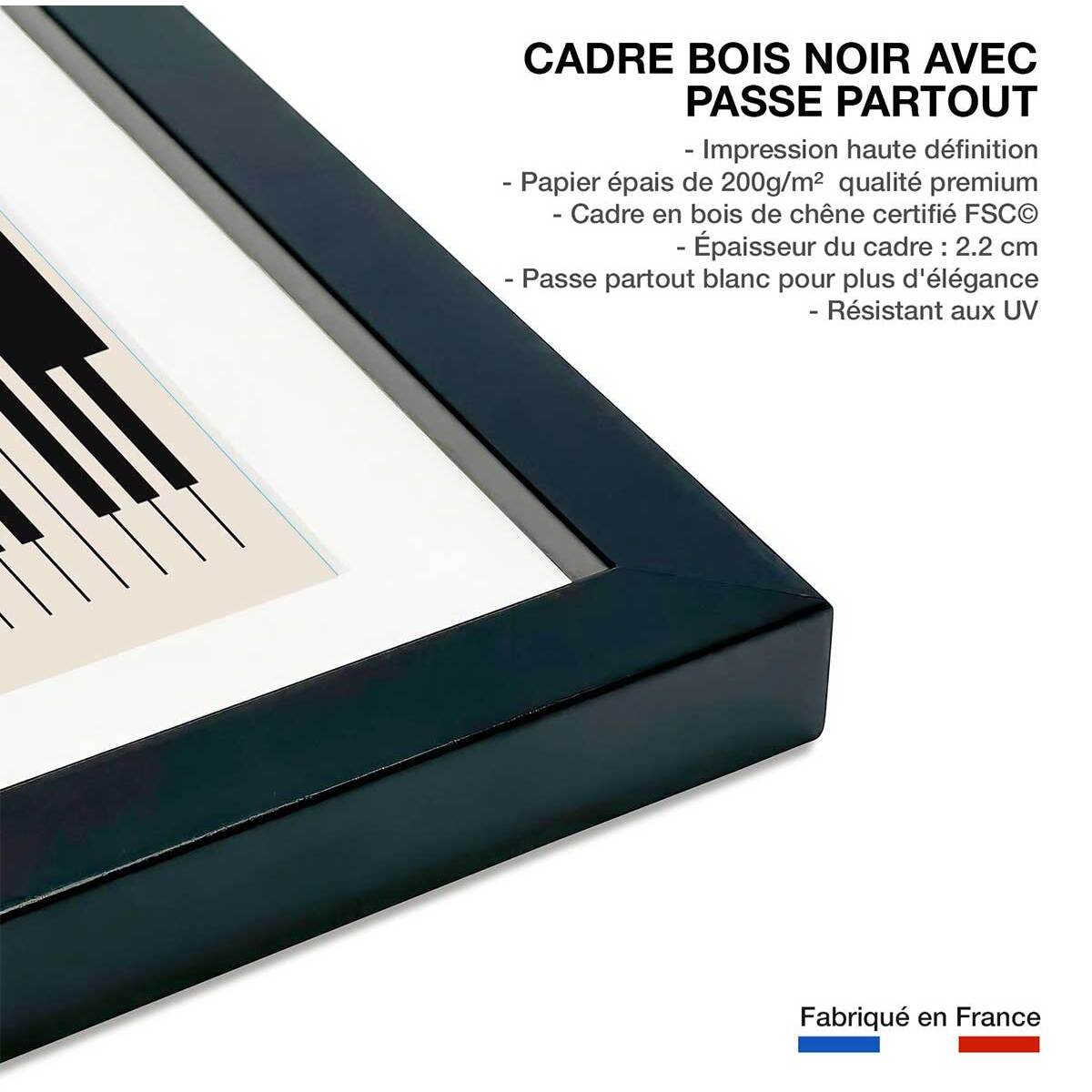 Poster new york jazz night Affiche + cadre en bois - Noir