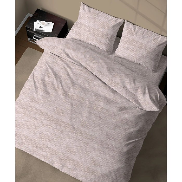 Parure Copripiumino BonBon Beige per letto singolo in 100% Cotone e Made in Italy, moderno pralinato