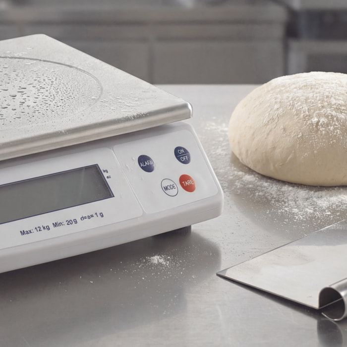 Balance électronique professionnelle - 12kg - IP53 - précison 1g - plateau amovible inox 29,8 x 23,6 cm
