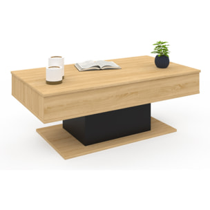 Table basse Tania relevable bois et noir