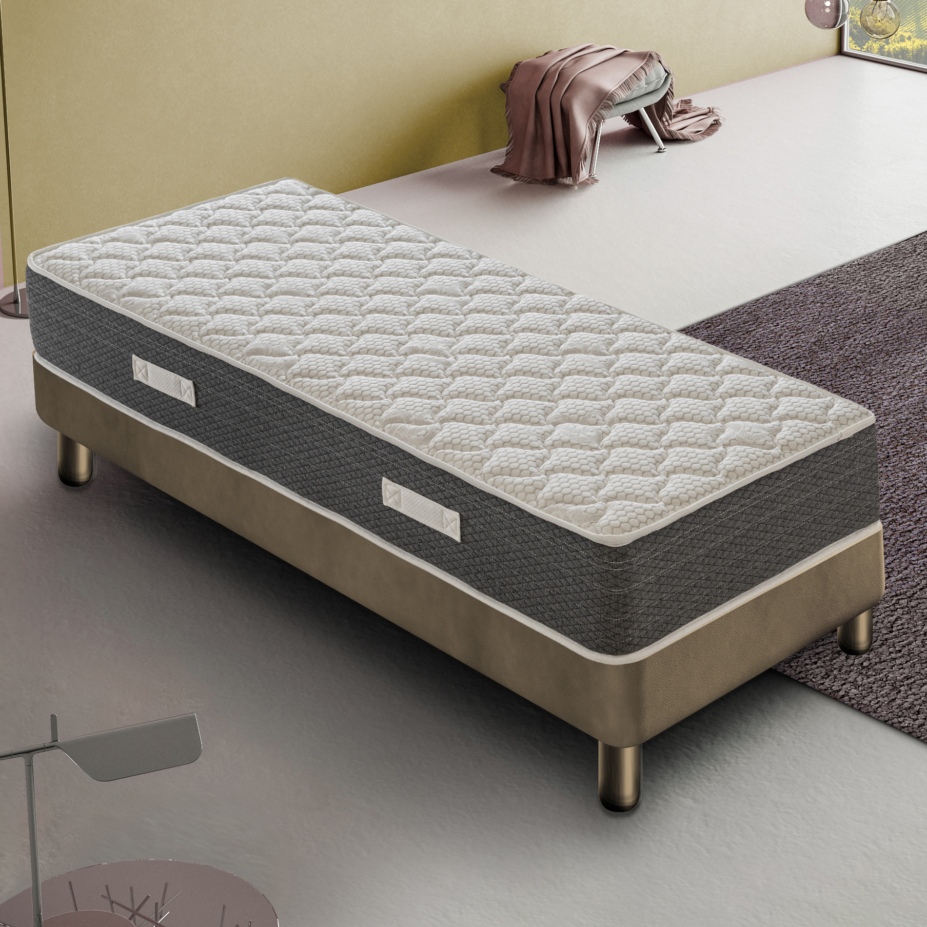 Materasso 90x190 Molle insacchettate e Memory Foam - Altezza 30 - 4 cm memory Foam