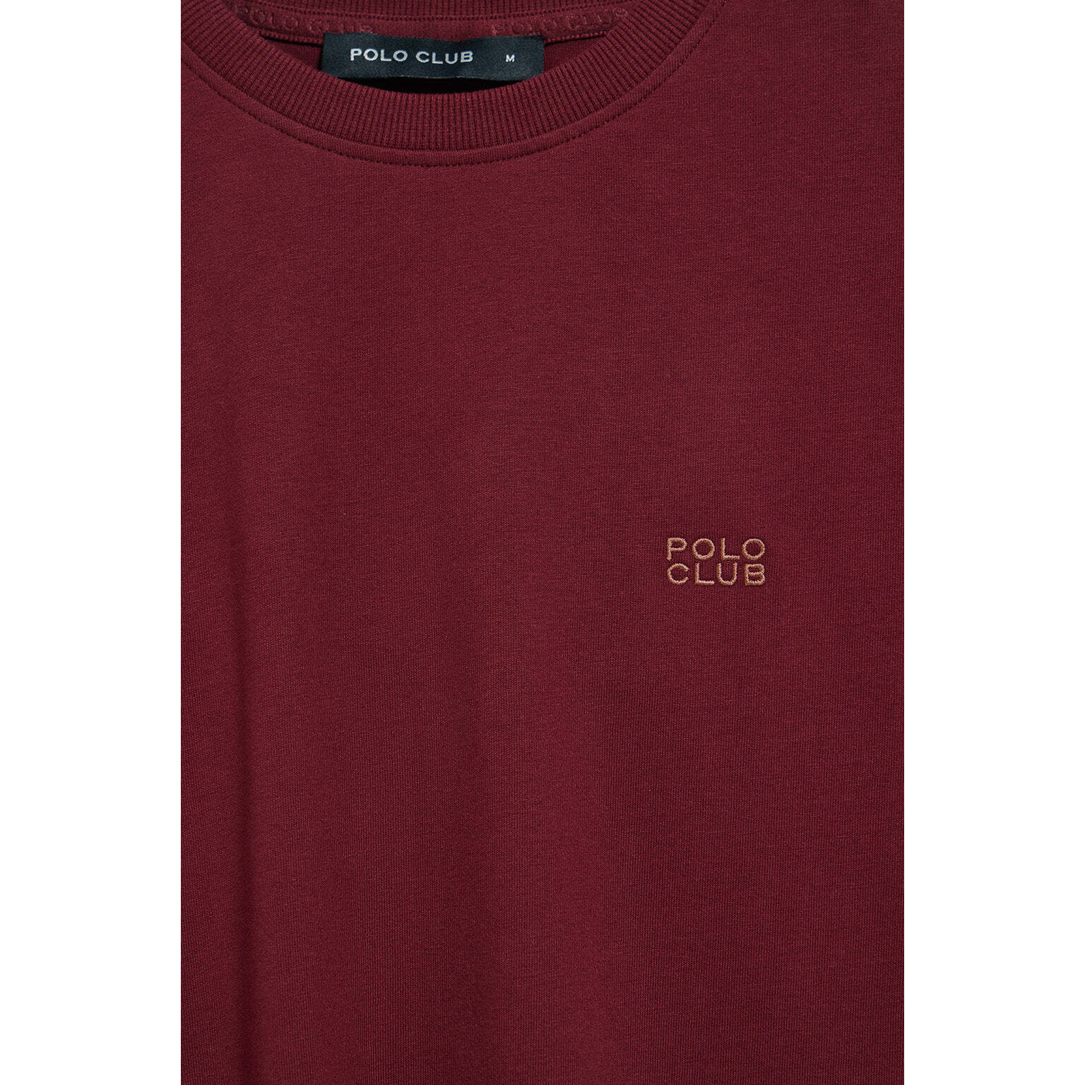 Maglietta granato basic a girocollo con particolare ricamato