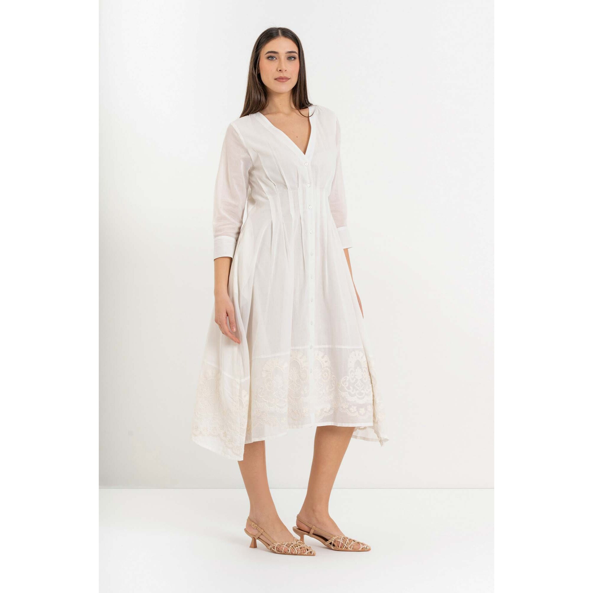 Kocca - Abito donna in cotone con bottoni e dettagli in pizzo Donna