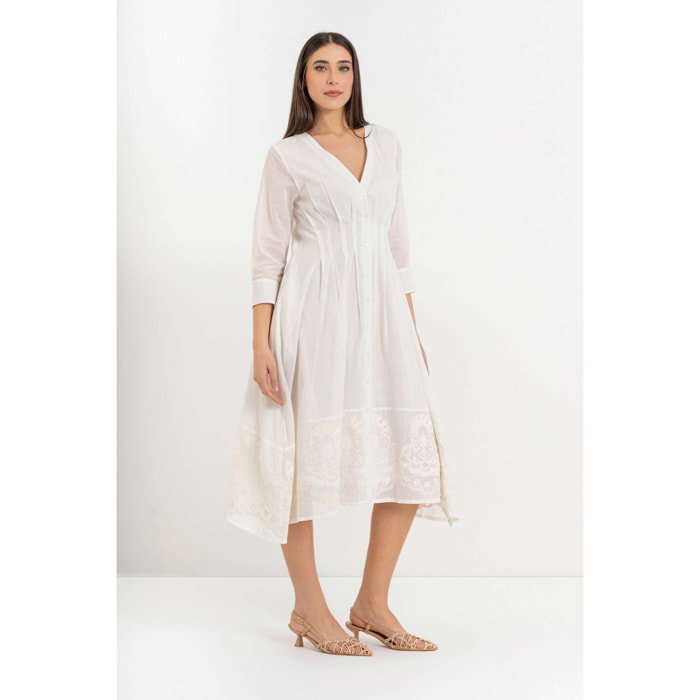 Kocca - Abito donna in cotone con bottoni e dettagli in pizzo Donna