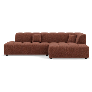 Curtis - canapé d'angle droit 4 places sans accoudoir en tissu texturé - Terracotta