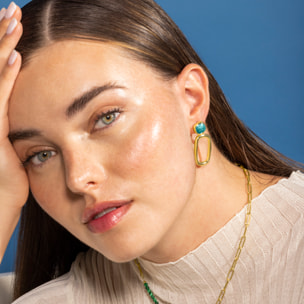 Pendientes de Resina Verde acabados en oro amarillo de 18K