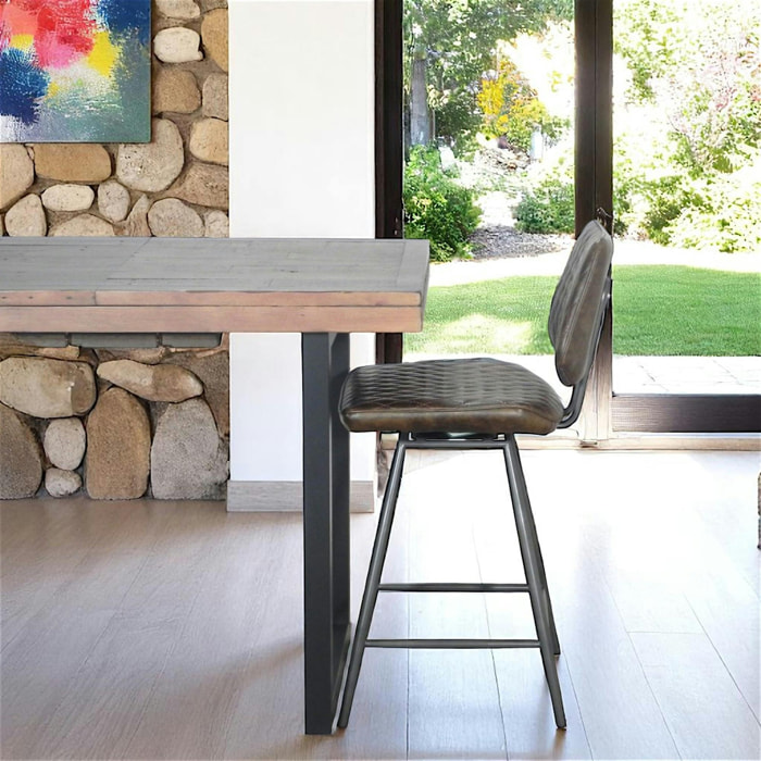 Chaise de bar marron style industriel SALERNE