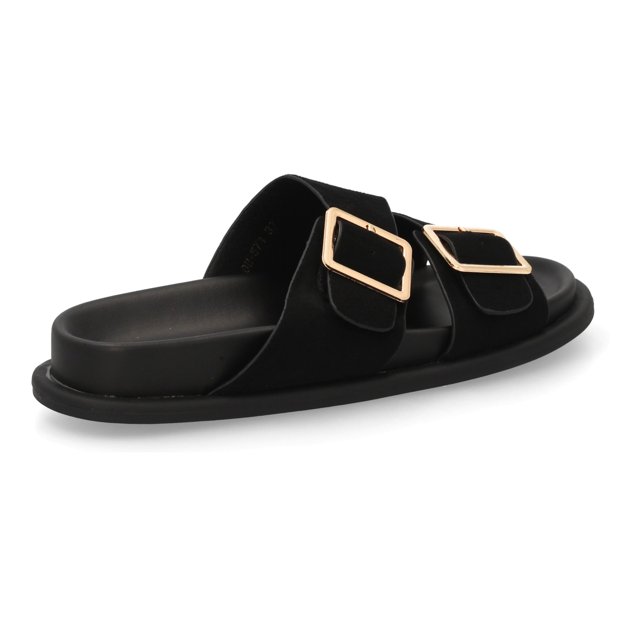 Sandalia plana con doble hebilla para mujer.