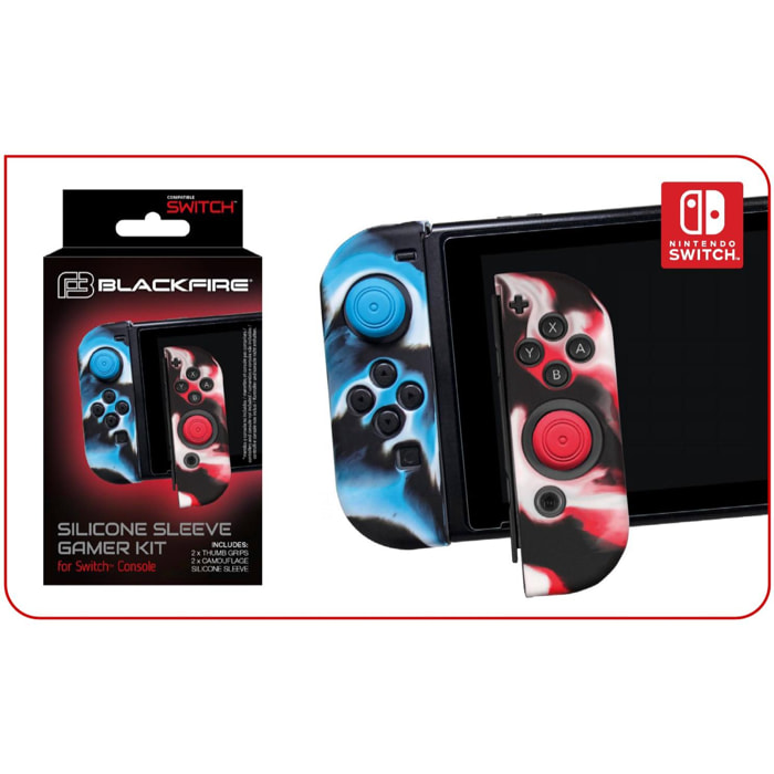 Silicone Sleeve Joycon Gamer Kit Blackfire N Switch