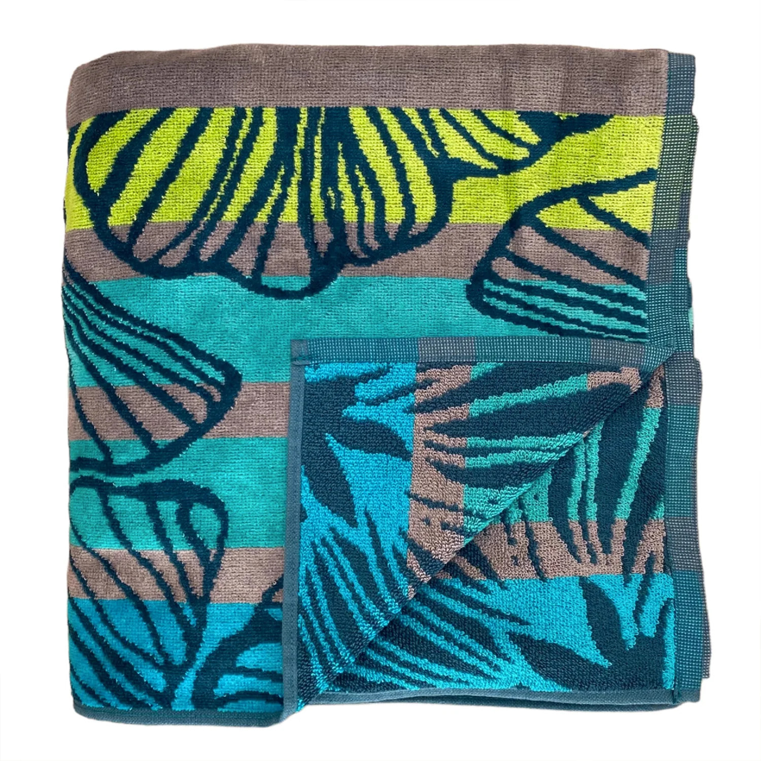 Serviette de plage XL éponge velours Jacquard Bleu 140x180 400g/m² - Camada