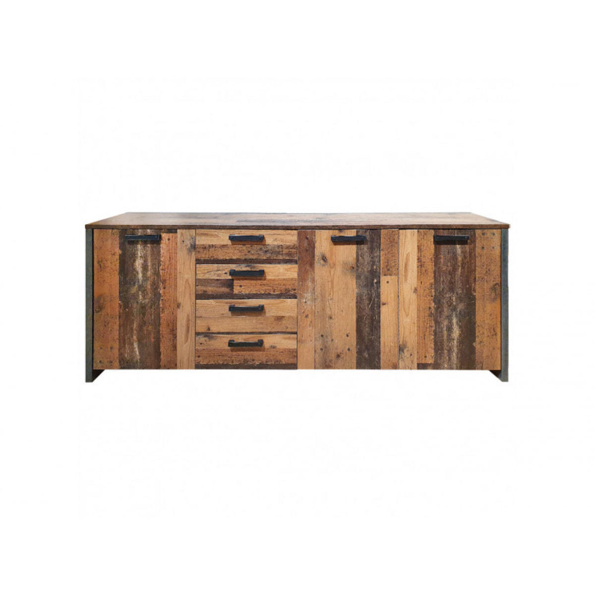 Buffet en bois effet bois vieilli et béton gris L206cm - FRED