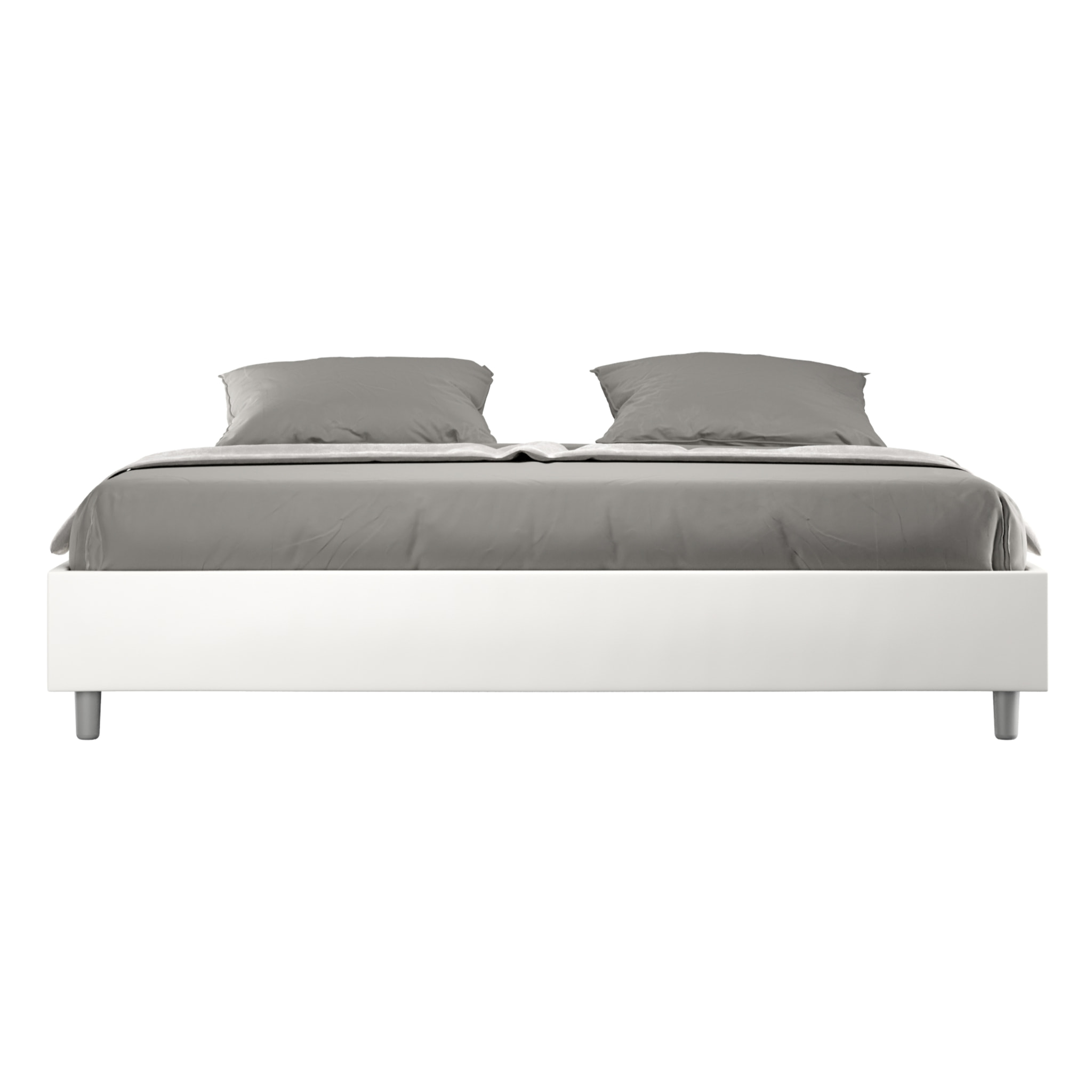 Letto matrimoniale king size con rete imbottito 180x200 similpelle bianco Azelia