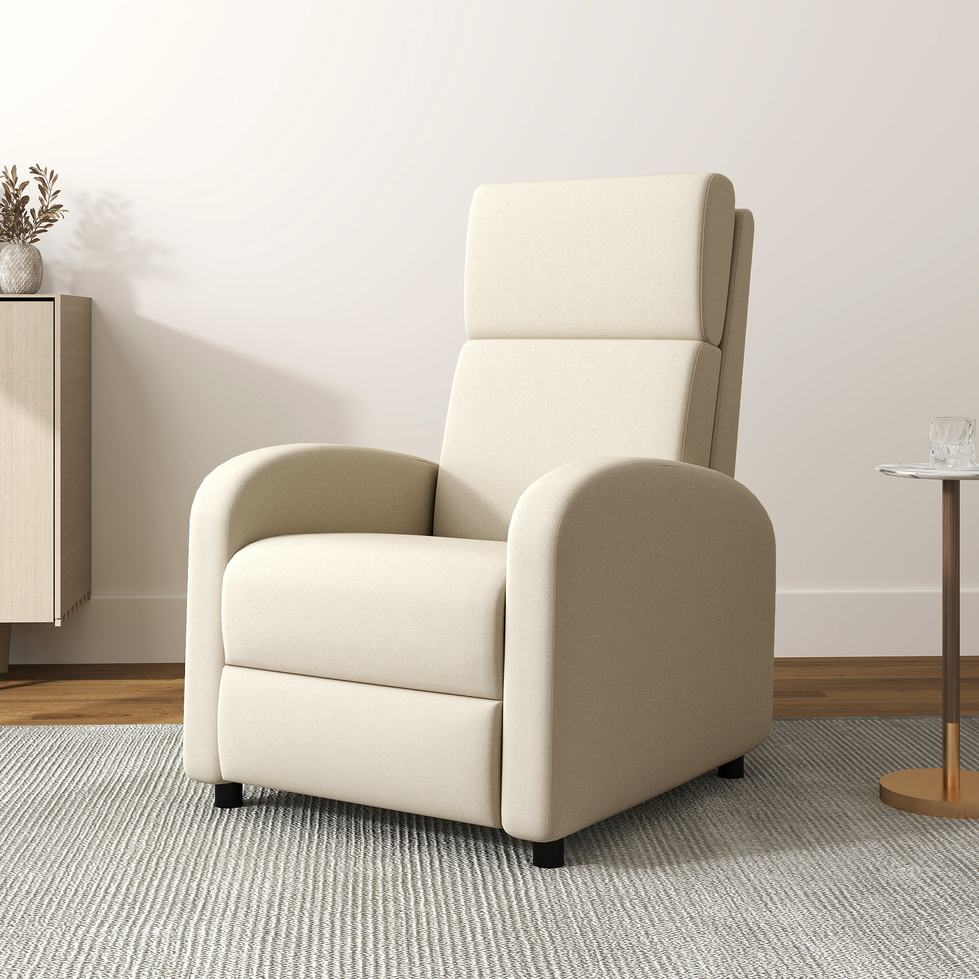 Fauteuil de relaxation inclinable réglable repose-pied tissu beige