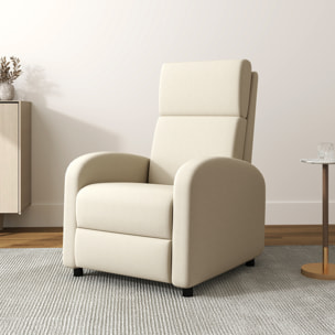 Fauteuil de relaxation inclinable réglable repose-pied tissu beige