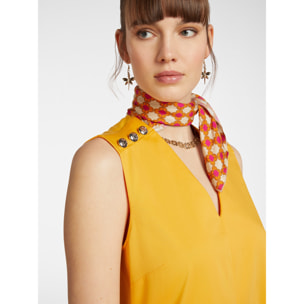 Elena Mirò - Vestido evasé con botones en los hombros. - Amarillo