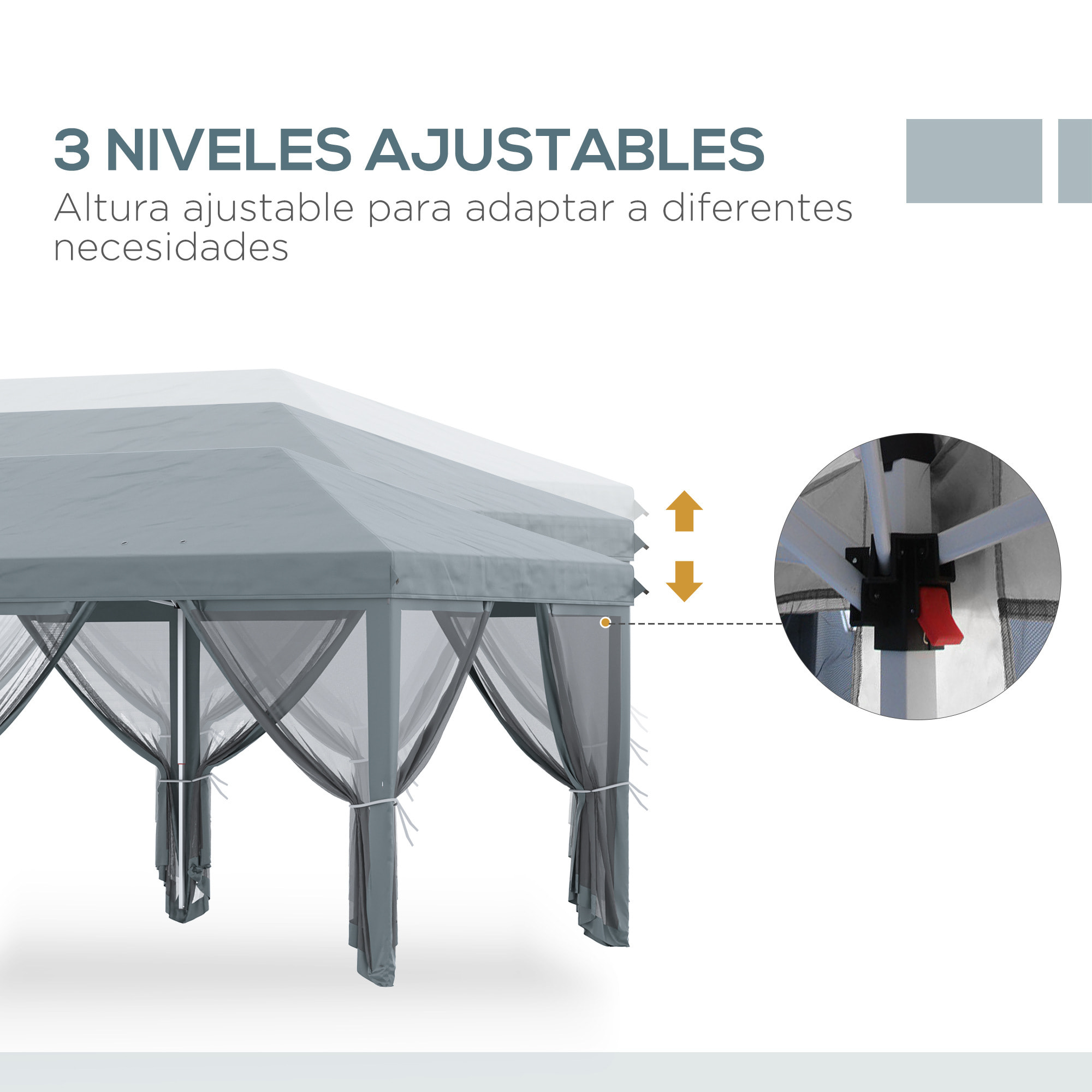Carpa Plegable Pop-Up Gazebo 6x3 m Cenador Plegable con 6 Paredes Laterales de Malla Anti-UV y Bolsa de Transporte para Camping Fiestas Gris