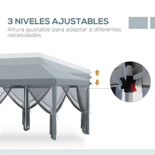 Carpa Plegable Pop-Up Gazebo 6x3 m Cenador Plegable con 6 Paredes Laterales de Malla Anti-UV y Bolsa de Transporte para Camping Fiestas Gris