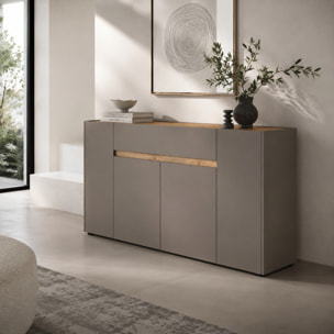 Credenza Moderna Madia In Melaminico Con 4 Ante E 1 Cassetto Mobile Contenitore Sala da Pranzo Soggiorno Design Senza Maniglie 170x85x40 cm Beige