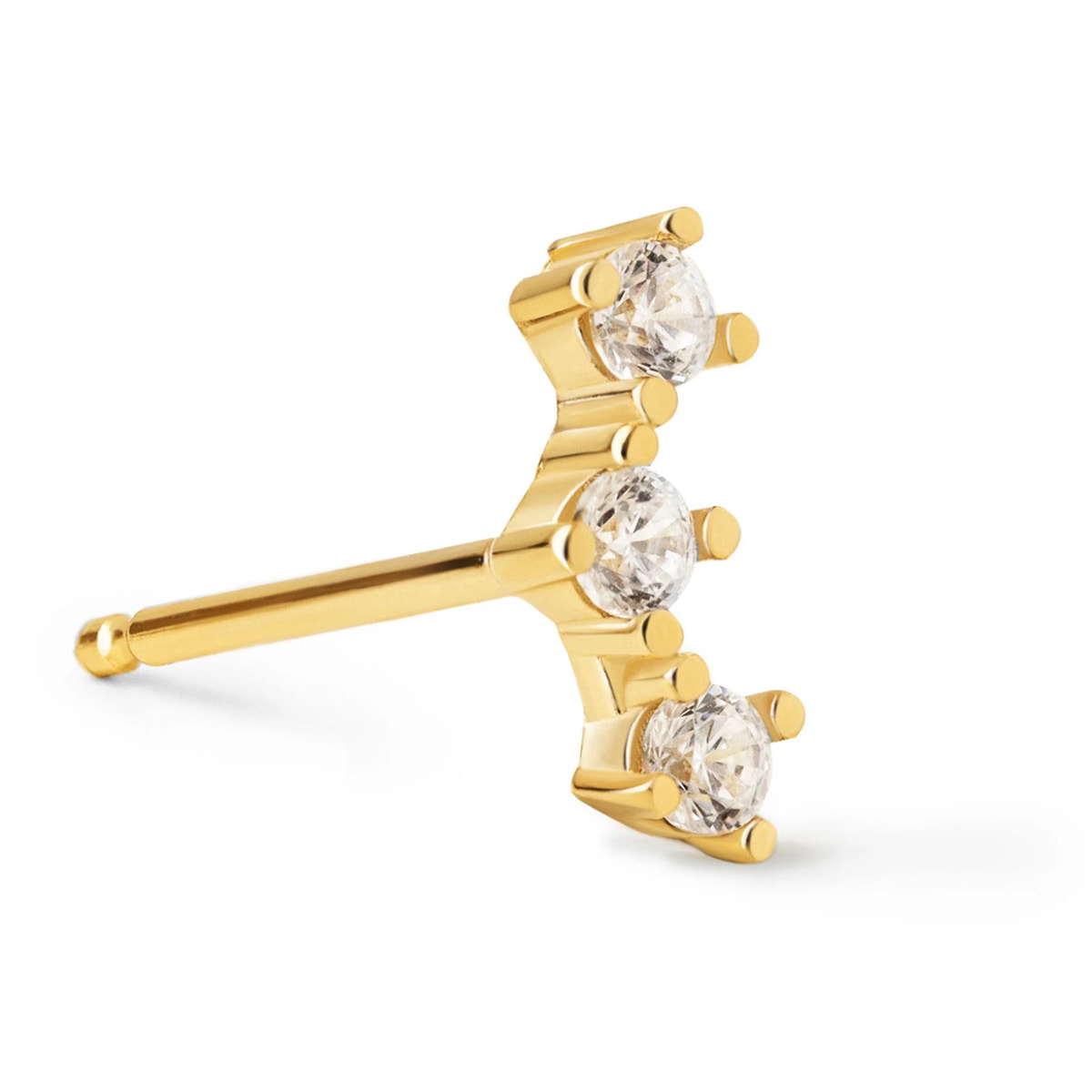 Orecchino Singolo Triple Spark Argento Placcato Oro